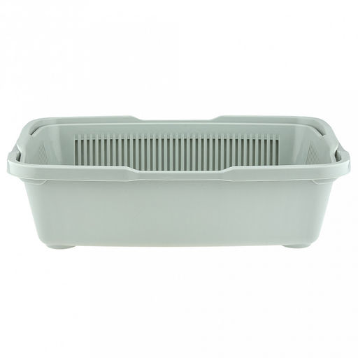 Лоток-туалет для кошек 23х42х11см, пластик, с сеткой, ментоловый (Россия)