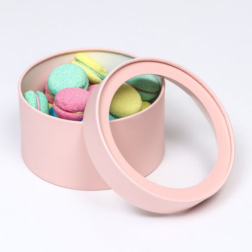 Подарочная коробка круглая Розовый персик завальцованная с окном, 18?10 см - UPAK LAND фото 3