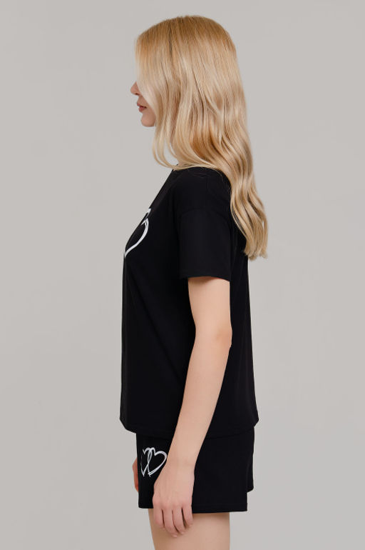 Арт. 9108 Пижама с шортами 42-50 (5 шт) Цвет:верх-черный,низ-черный - Калинка фото 5