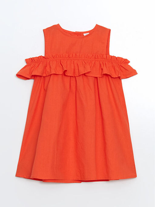 Bisiklet Yaka Keten K?z Bebek Elbise