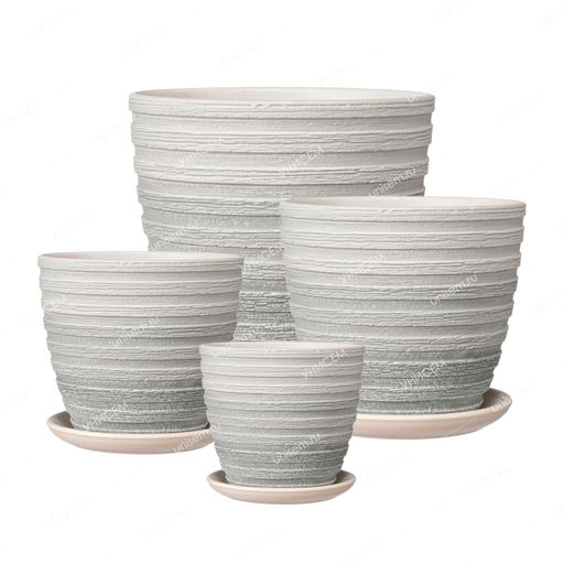 Набор горшков Крокус Букле серый из 4-х 0,7/1,4/2,3/4,2л (уп.1)