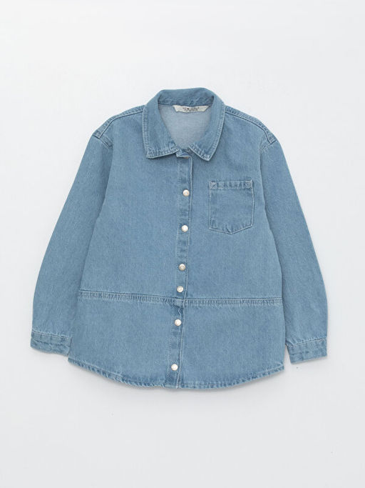 G?mlek Yaka K?z ?ocuk Jean Ceket