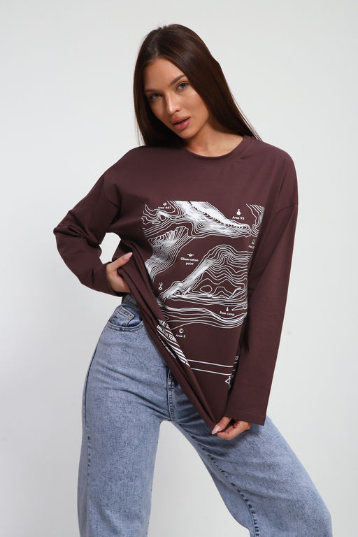 Лонгслив унисекс с принтом Карта ЛГ-01