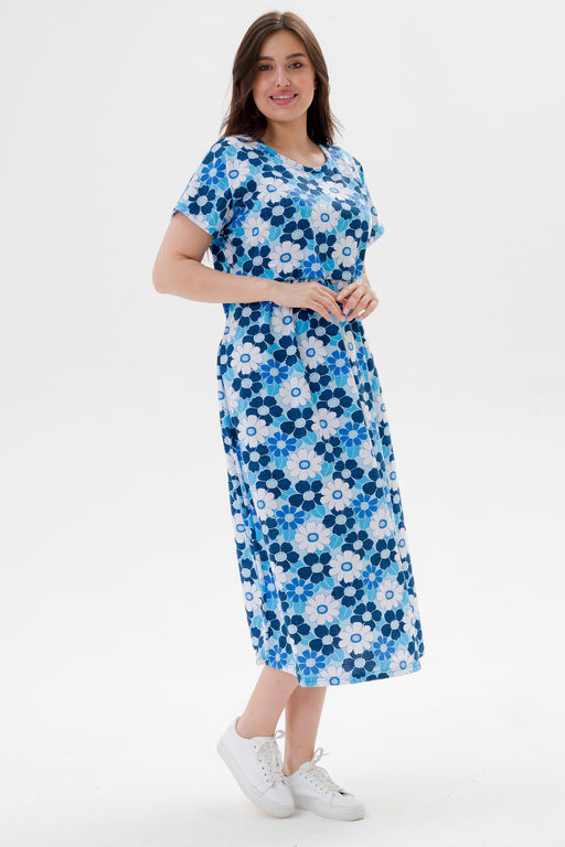 Платье женское из кулирки Миранда голубая ромашка - Амадэль фото 3