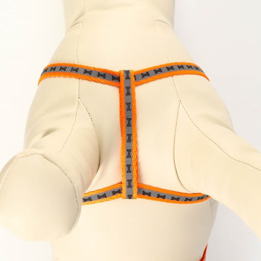 Комплект светоотражающий Косточки, ошейник 120 х 1 см, ОШ 24-40 см, ОГ 24-40 см оранжевый - Пижон фото 6