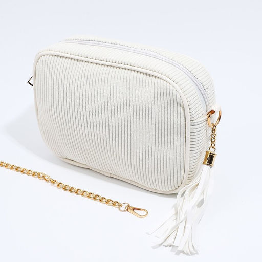Сумка женская кросс-боди на молнии, 20×7×15 см, на цепочке, бежевая