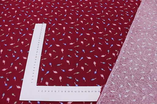 Теплый хлопок Листочки на бордовом, СОРТ2, ш.1.47м, хлопок-100%, 150гр/м.кв - Купава фото 3