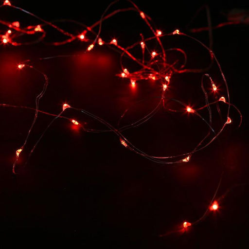 Гирлянда Нить 5 м роса, IP20, серебристая нить, 50 LED, батарейки CR2032?2 (в комплекте), свечение красное - Luazon lighting фото 3