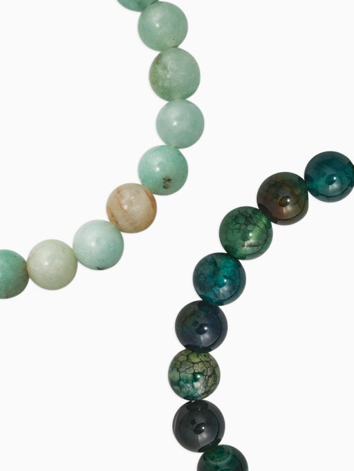 Набор браслетов 2шт шар №8 «Амазонит и Азурит»