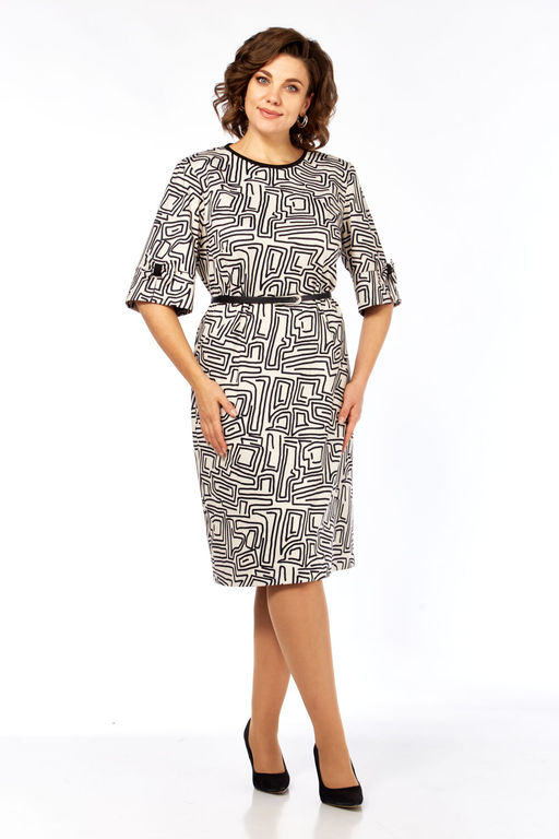 Платье Элль стиль 2406 бежевый/черный фото 7