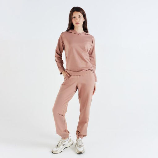 Костюм спортивный женский: худи, брюки, MINAKU: Casual Collection, размер 46, бежевый