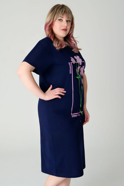 Арт. 4159 Домашняя туника женская 52-60 (5 шт) Цвет:темно-синий - Калинка фото 6
