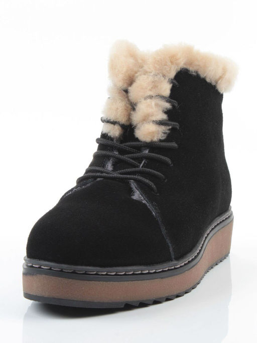 04-5606-3 BLACK Ботинки зимние женские (натуральная кожа, 100% шерсть)
