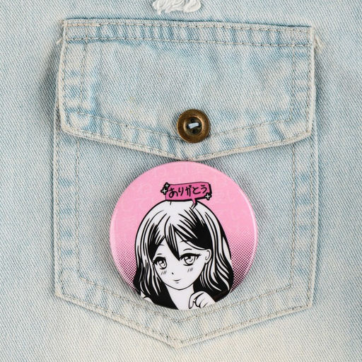 Цена за 10 шт. Значок закатной Аниме милая девочка, d=5.6 см