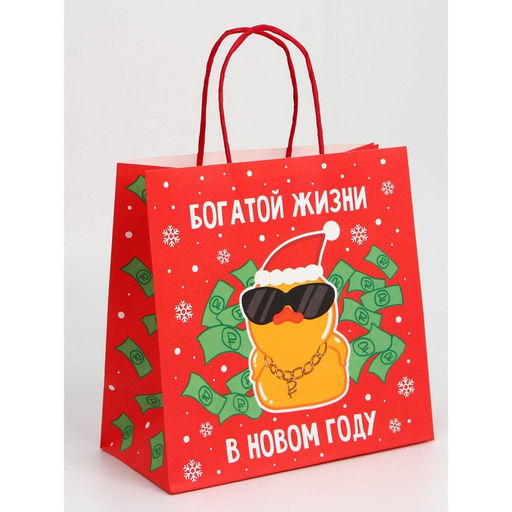 Набор пакетов новогодних крафтовых 5 штук «С Новым годом тебя!», 21 × 12 × 9 см