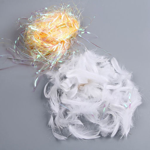 Набор для творчества и декора «Перья белые + наполнитель», оранжевый