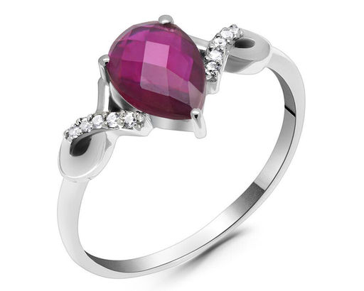 Кольцо, 1 рубин корунд груша 6х8 мм/1.28 ct, Вьюнок