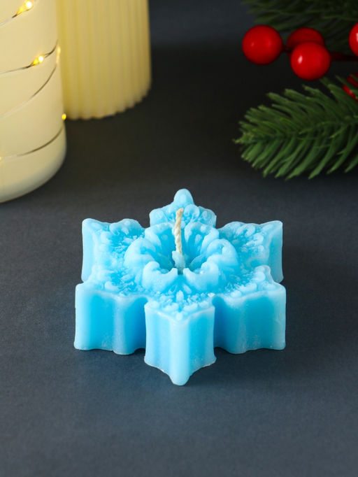 Цена за 2 шт. Свеча новогодняя Звездочка ажурная, 757025 мм, голубая