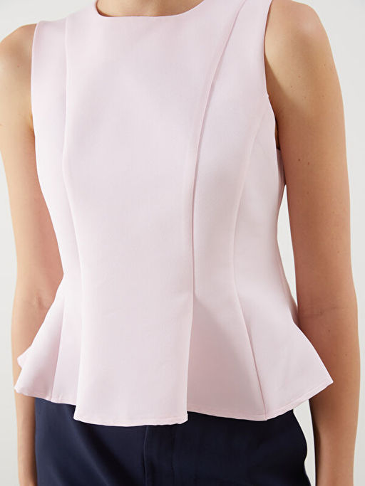 Bisiklet Yaka Peplum Bluz