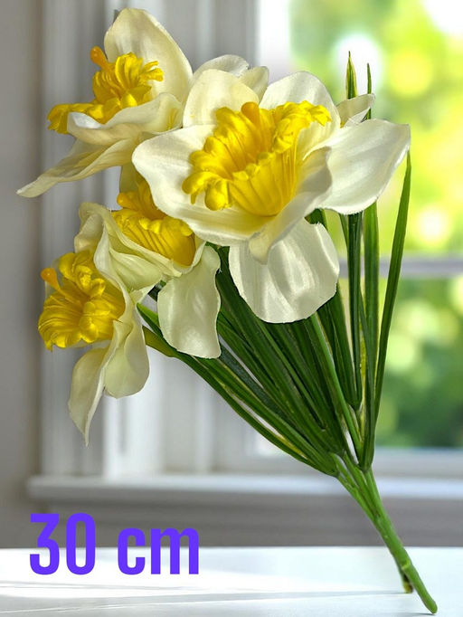 Нарциссы искусственные Buro белые букет 30 см  фото 2