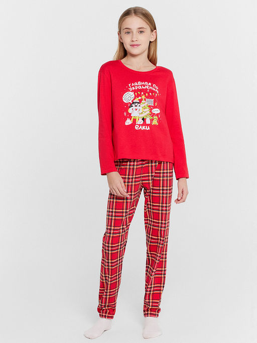 Пижама для девочек красная с принтом - Mark formelle фото 2