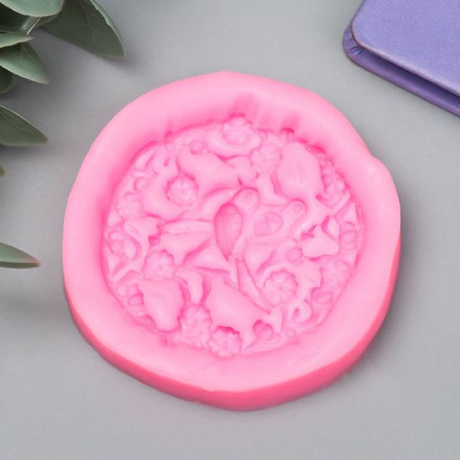 Молд силикононовый «Птички в цветочных ветвях» 6,5 см