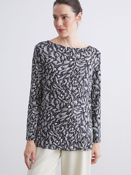 Bisiklet Yaka Desenli Bluz