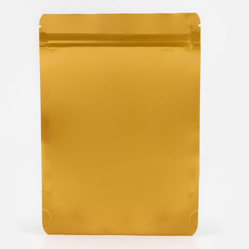 Цена за 100 шт. Пакет дой - пак, матовый, золотой с окном, 14×20+ 4 см