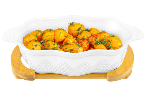 Блюдо д/зап и серв 32*20*14 см 1,5 л Ромбики ажур. + стекл крышка, на дер подставке - Elan gallery фото 6