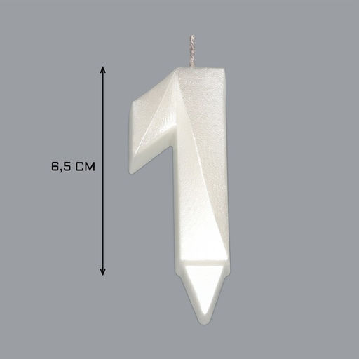 Цена за 3 шт. Свеча в торт «Грань», цифра 1, жемчужный, 6.5 см