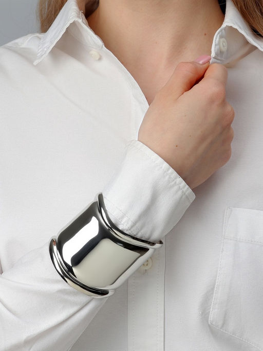 Браслет манжета «Изгиб», d=6 см, цвет серебро