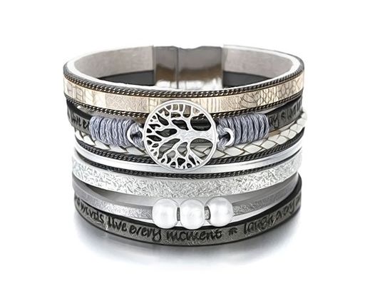 Браслет, жемчуг swarovski, кожа, сталь, ALBW85сер