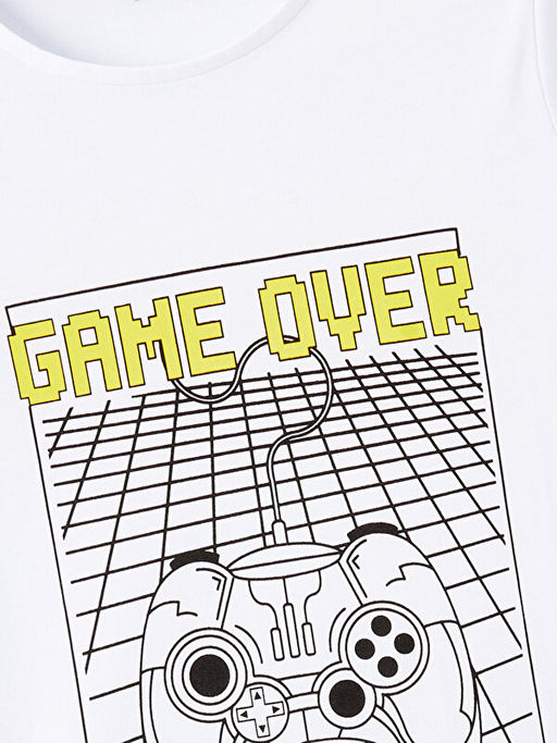 Bisiklet Yaka Bask?l? K?sa Kollu Erkek ?ocuk Pijama ?st - Waikiki фото 3