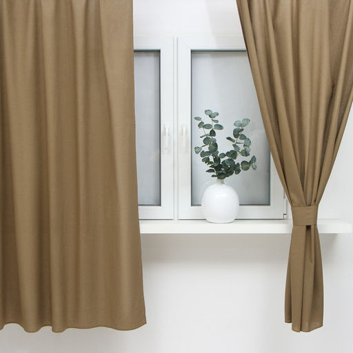 Шторы для кухни Этель ECO, цвет оливковый, 130 +/-6 х180 см - 2 шт, подхваты - 2 шт, 70% хл, 30% лён  фото 2