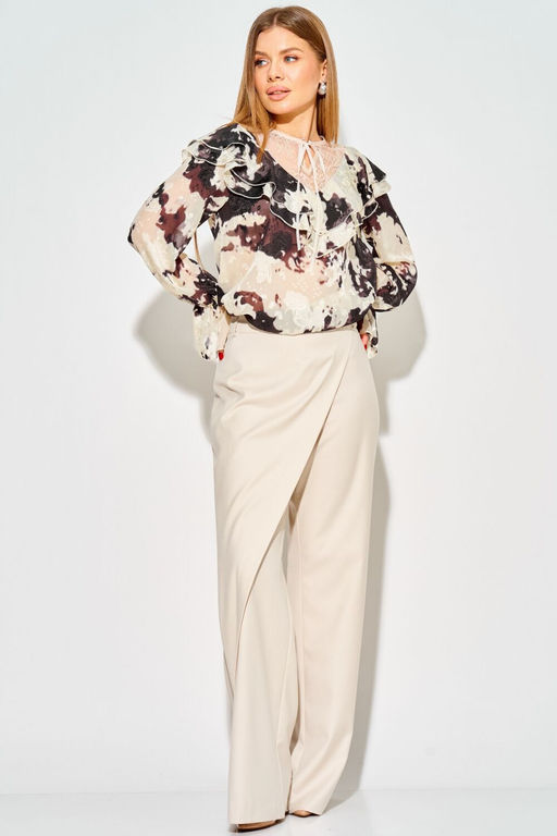 Блуза LAIKONY 214 бежево- коричневый фото 3