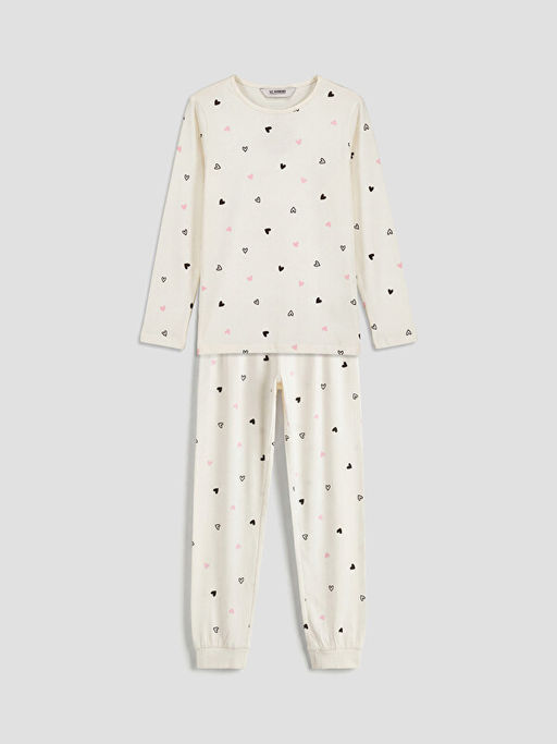 Kalp Desenli K?z ?ocuk Pijama Tak?m?