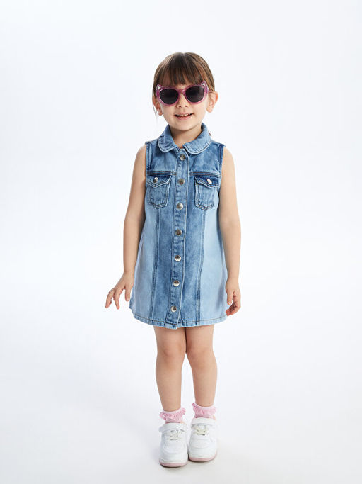 G?mlek Yaka Kolsuz K?z Bebek Jean Elbise