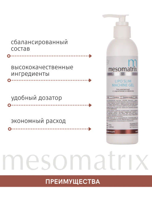 LIPO SLIM SCULPTOR, гель для обертываний с кофеином, L-карнитином и центеллой азиатской - Mesomatrix фото 7