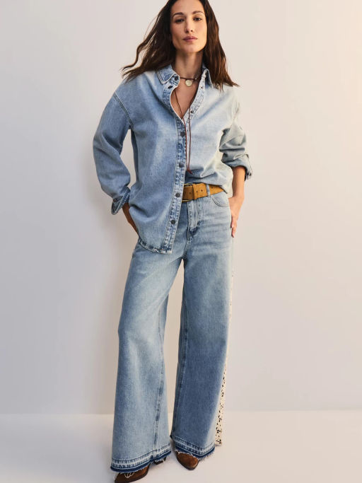 Широкие джинсы с вставками из кружева ZR2605092356-101 / Zarina