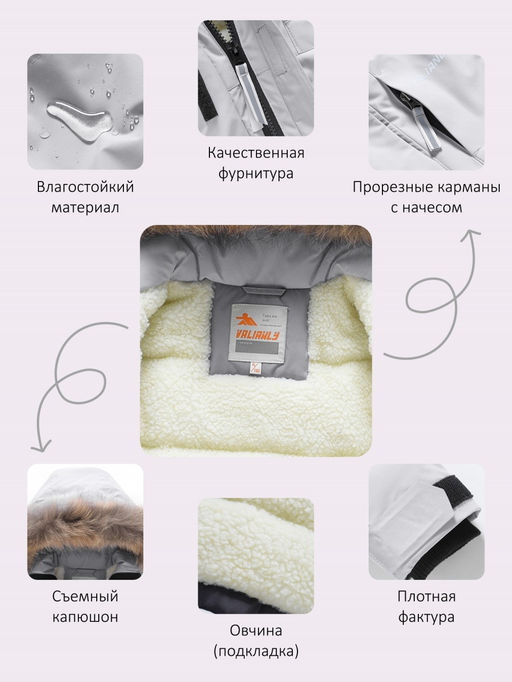 Парка зимняя подростковая для девочки с капюшоном и мехом серого цвета 9532Sr