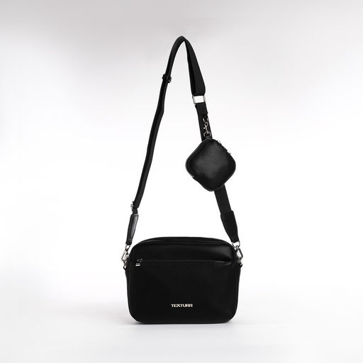 Сумка женская кросс-боди TEXTURA на молнии, 16×7×17 см, чёрная