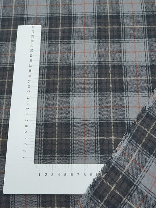 Фуле Клетка цв.серо-фиолетовый/кофейно-лиловый, ш.1.45м, хлопок-100%, 155гр/м.кв - Купава фото 4