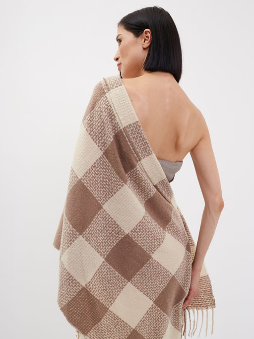 в составе шерсть Большой, мягкий, теплый двусторонний палантин с принтом - Tantino фото 5