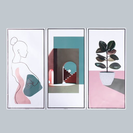 Наклейка интерьерная триптих «Абстракция. Девушк», набор 3 листа, 29.5×61 см