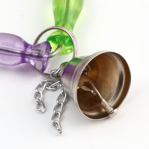 Игрушка для птиц Ромб из бусин с колокольчиком, 7 х 20 см, микс цветов - Пижон фото 3