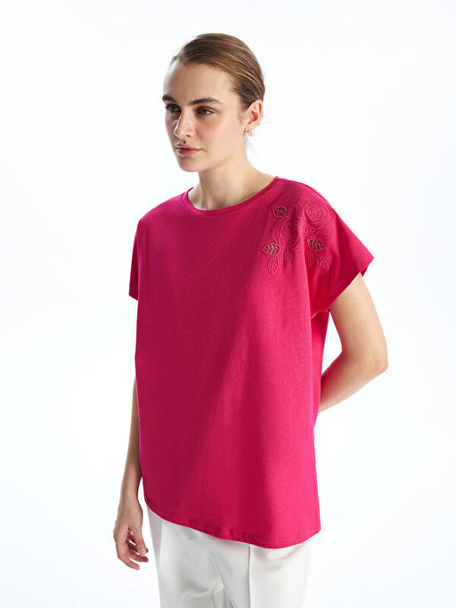 Bisiklet Yaka Nak??l? Kad?n Ti??rt