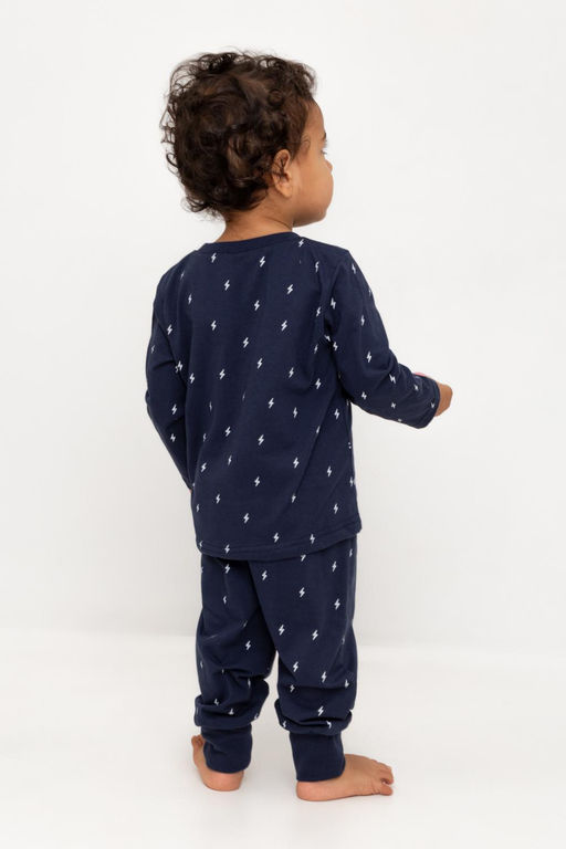 К 1637/морской синий,маленькие молнии пижама дет