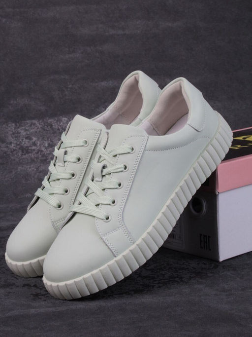 05-PDA175-5 LT. GREEN Кроссовки женские (натуральная кожа)