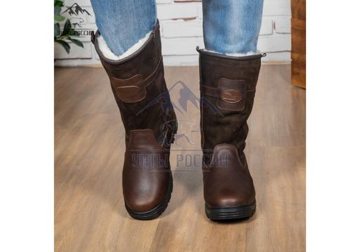 Сапоги Монголки натуральная кожа высокие коричневые, литая подошва