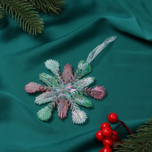 Ёлочная игрушка Зимнее волшебство. Снежинка пушистая, 1111 см, разноцветная фото 5